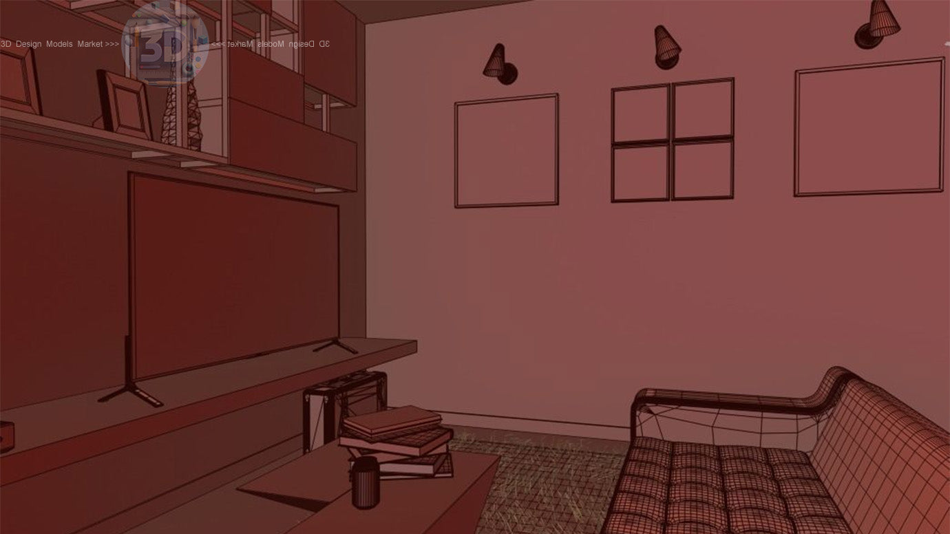 Architectural Interior Scene - Living Room 3D model