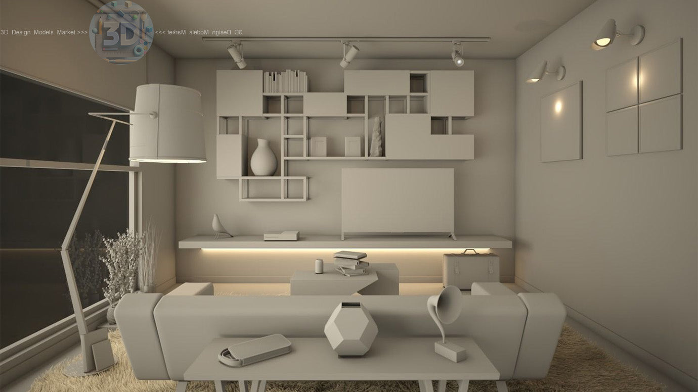 Architectural Interior Scene - Living Room 3D model