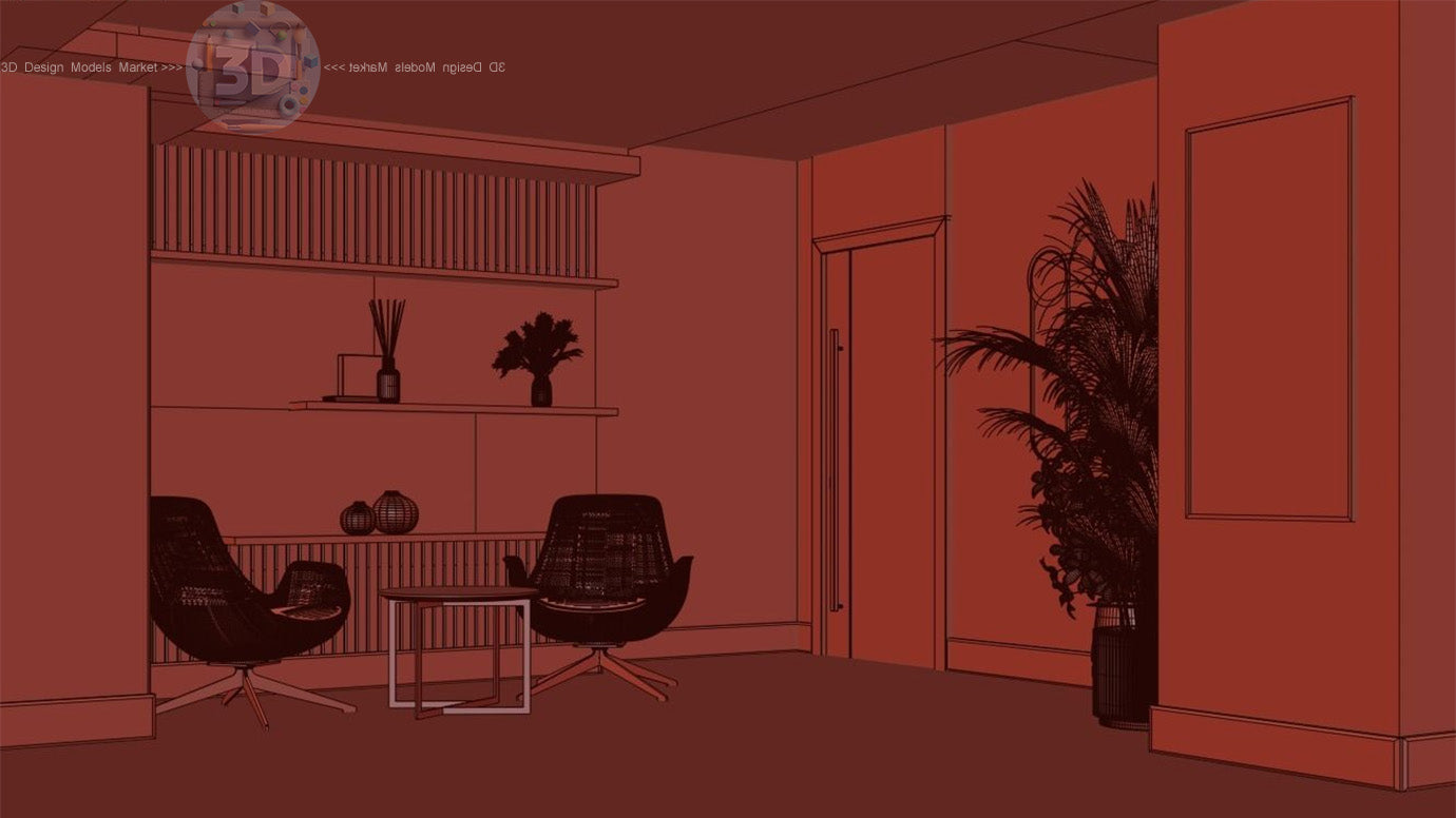 Modern Detailed Secretary Office 3D model